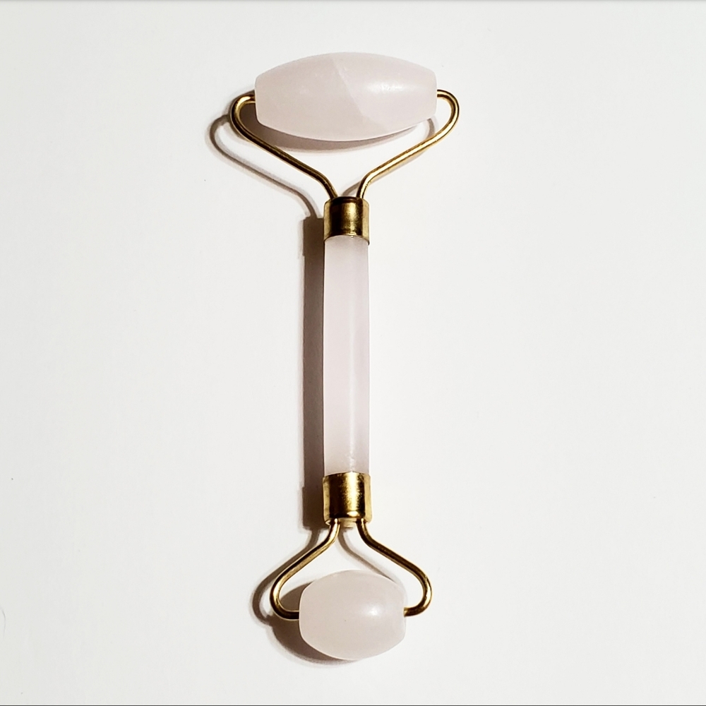Rose Quartz Facial Roller Massager w/Dual Ends, Will Feel So Cool To Your Face